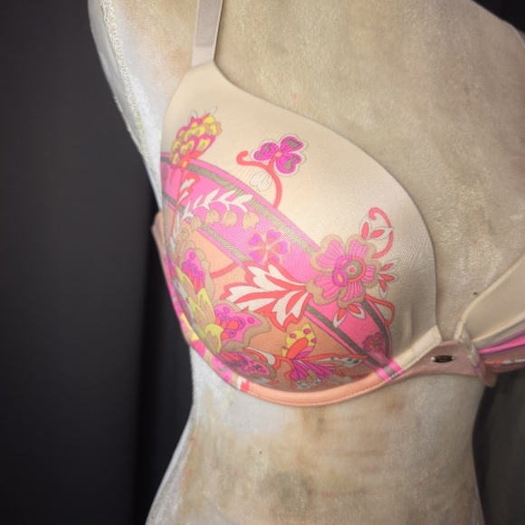 Fabulous by Victoria's Secret 36DD Floral Print Plunge Push-Up Bra - Picture 2 of 8